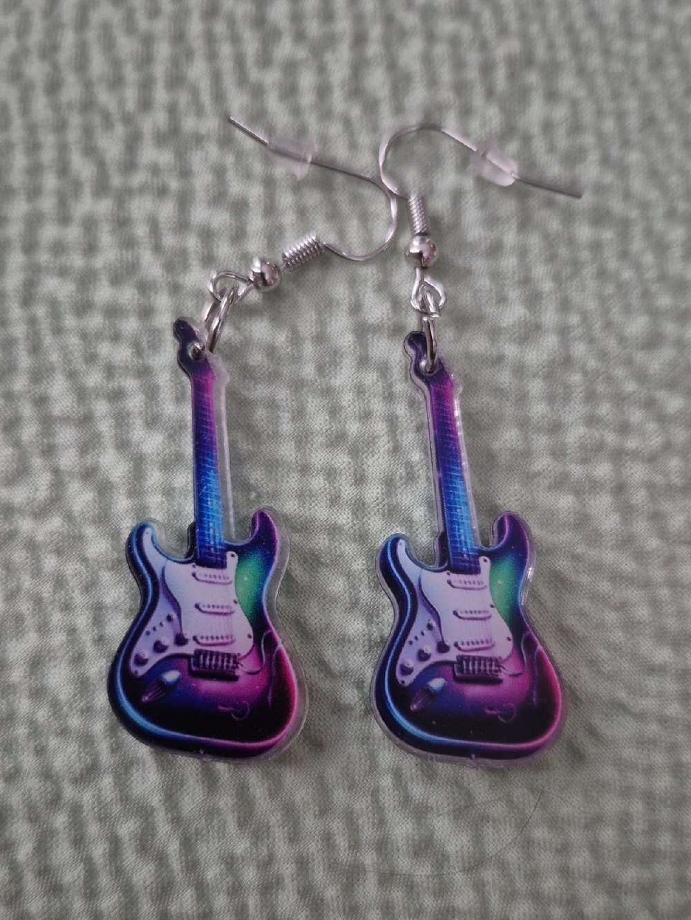 Festival New Purple Gradient Electric Guitar Dangle Earrings - Unbranded